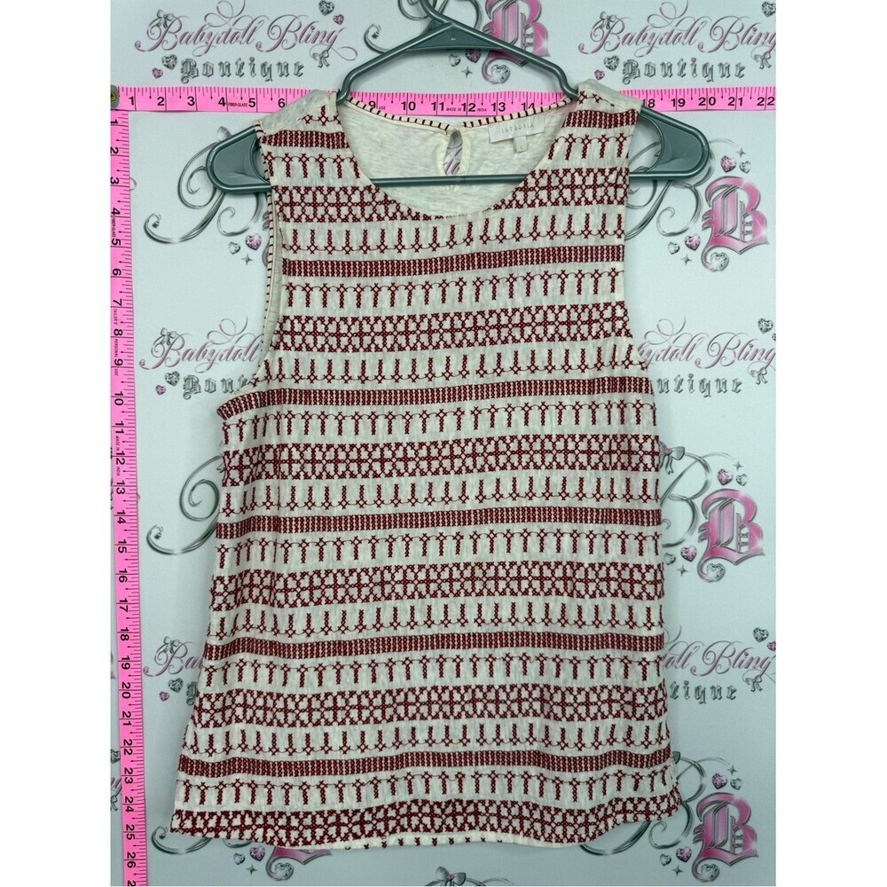 INTROPIA tank top Cream & Red Patterned Sleeveless Knit Tank